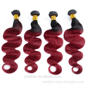 Ombre Hair Extensions Brazilian Virgin Hair Body Wave T1B/Burgundy Brazilian Hair Weave Bundles Paypal Accept